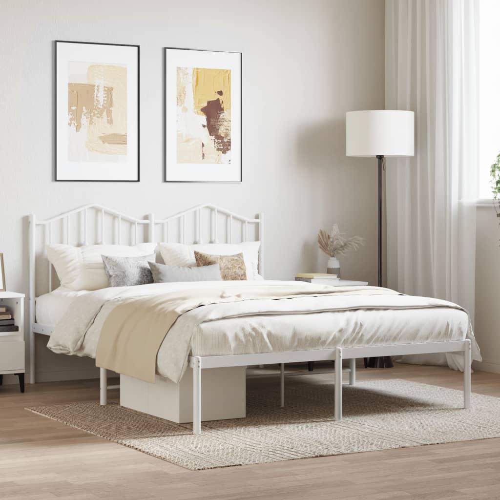 Sengeramme med sengegavl 140x190 cm metal hvid