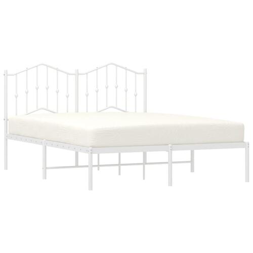 Sengeramme med sengegavl 140x190 cm metal hvid