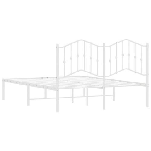 Sengeramme med sengegavl 140x190 cm metal hvid