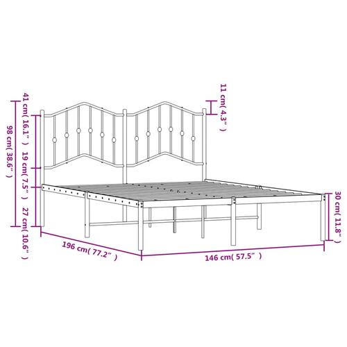 Sengeramme med sengegavl 140x190 cm metal hvid