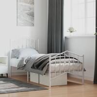 Sengeramme med sengegavl og fodgærde 75x190 cm metal hvid