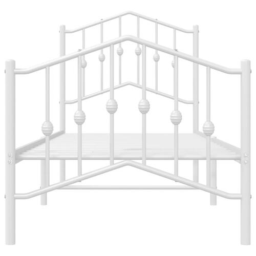 Sengeramme med sengegavl og fodgærde 75x190 cm metal hvid