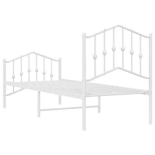 Sengeramme med sengegavl og fodgærde 75x190 cm metal hvid