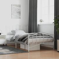 Sengeramme med sengegavl og fodgærde 107x203 cm metal hvid