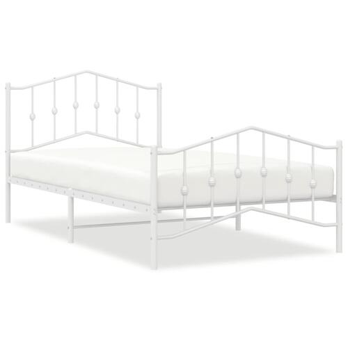 Sengeramme med sengegavl og fodgærde 107x203 cm metal hvid