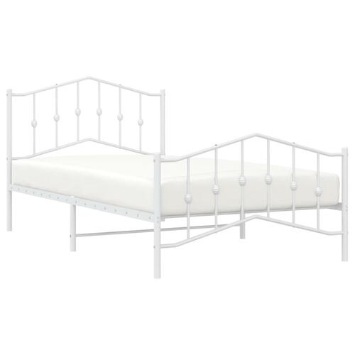 Sengeramme med sengegavl og fodgærde 107x203 cm metal hvid