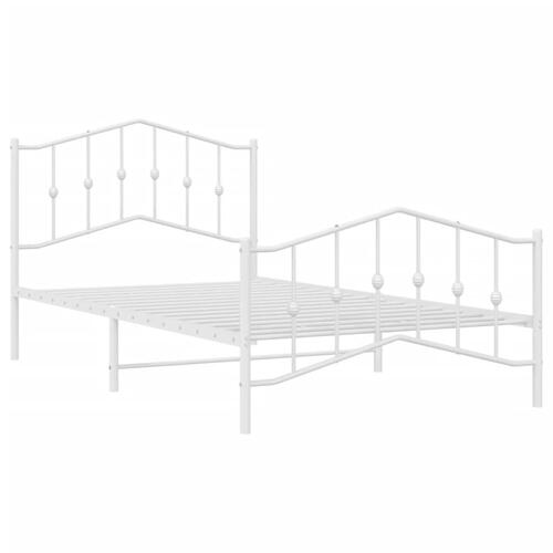 Sengeramme med sengegavl og fodgærde 107x203 cm metal hvid