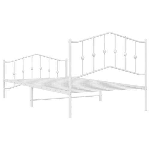 Sengeramme med sengegavl og fodgærde 107x203 cm metal hvid