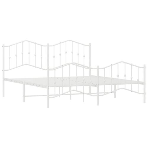 Sengeramme med sengegavl og fodgærde 160x200 cm metal hvid