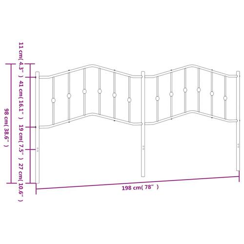 Sengegavl 193 cm metal hvid