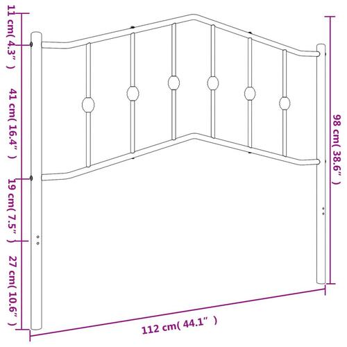 Sengegavl 107 cm metal hvid