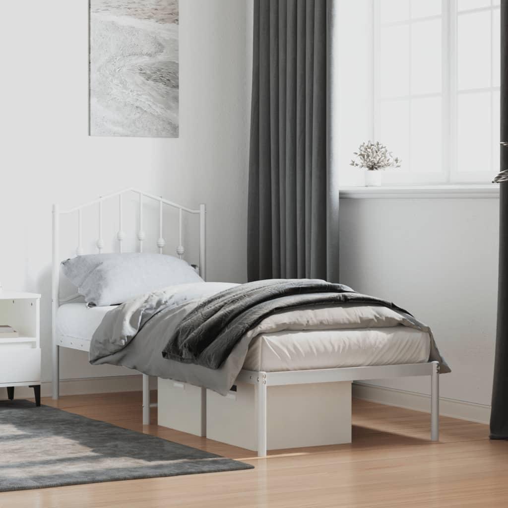 Sengeramme uden madras med hovedgærde 75x190 cm hvid billede