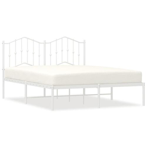 Sengeramme med sengegavl 135x190 cm metal hvid