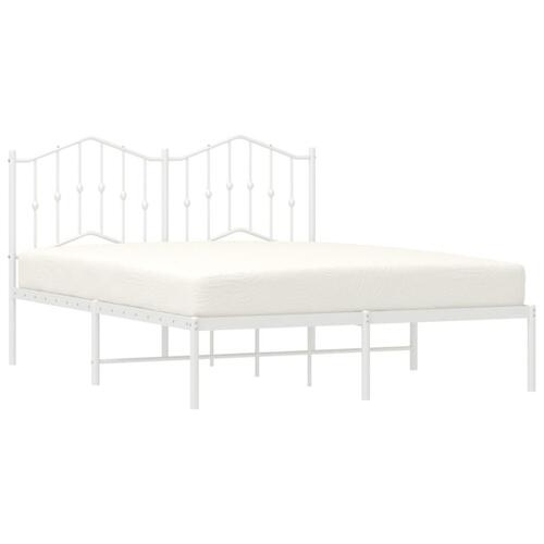 Sengeramme med sengegavl 135x190 cm metal hvid