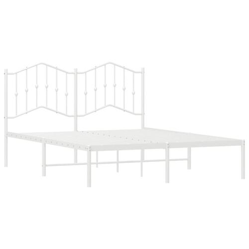 Sengeramme med sengegavl 135x190 cm metal hvid
