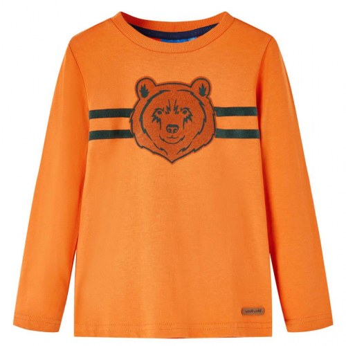 Langærmet T-shirt til børn str. 128 med bjørneprint