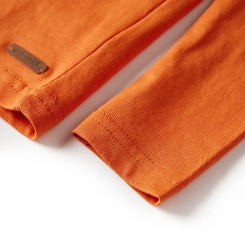 Langærmet børne-T-shirt med bjørneprint str. 104 - mørk orange