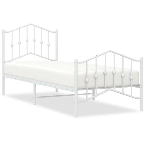 Sengeramme med sengegavl og fodgærde 90x200 cm metal hvid