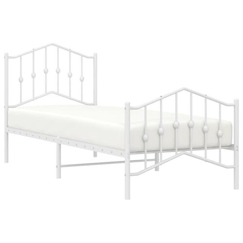 Sengeramme med sengegavl og fodgærde 90x200 cm metal hvid