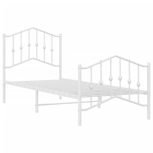 Sengeramme med sengegavl og fodgærde 90x200 cm metal hvid