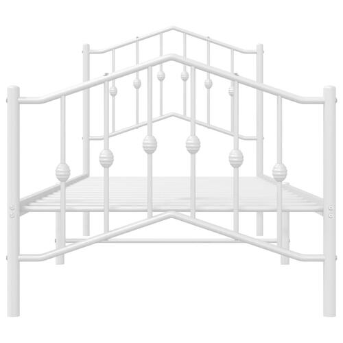 Sengeramme med sengegavl og fodgærde 90x200 cm metal hvid