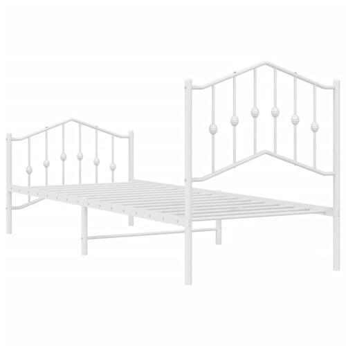 Sengeramme med sengegavl og fodgærde 90x200 cm metal hvid