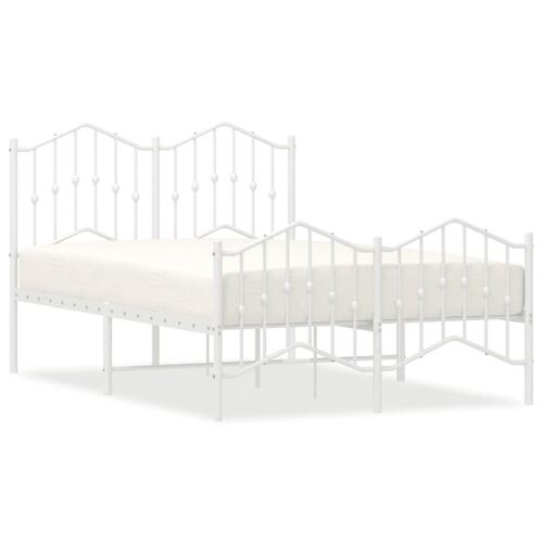 Sengeramme med sengegavl og fodgærde 120x200 cm metal hvid