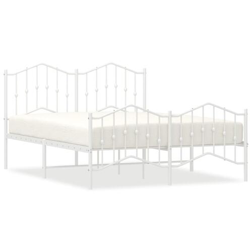 Sengeramme med sengegavl og fodgærde 140x190 cm metal hvid