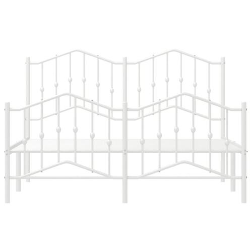 Sengeramme med sengegavl og fodgærde 140x190 cm metal hvid