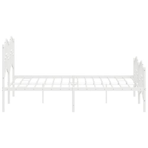 Sengeramme med sengegavl og fodgærde 140x190 cm metal hvid