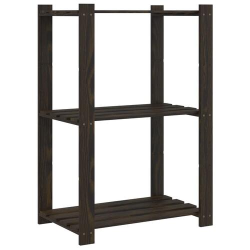 Opbevaringsreol 3 hylder 60x38x90 cm massivt fyrretræ sort