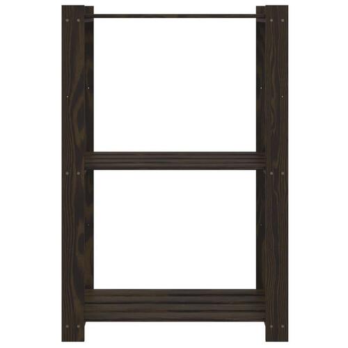Opbevaringsreol 3 hylder 60x38x90 cm massivt fyrretræ sort