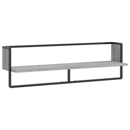 Væghylde med stang 100x25x30 cm grå sonoma-eg