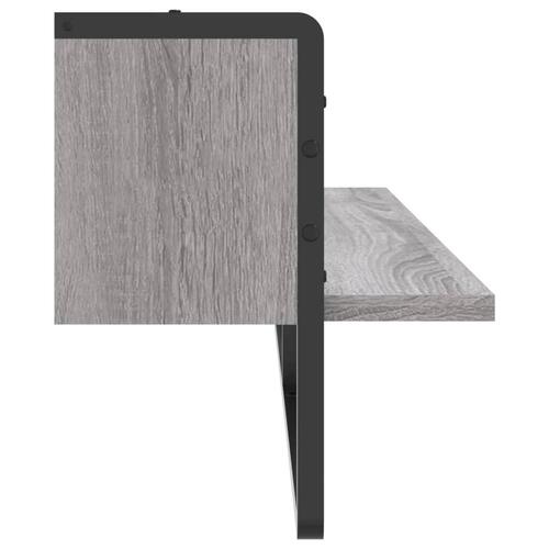 Væghylde med stang 100x25x30 cm grå sonoma-eg