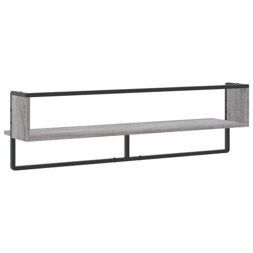 Væghylde med stang 100x25x30 cm grå sonoma-eg