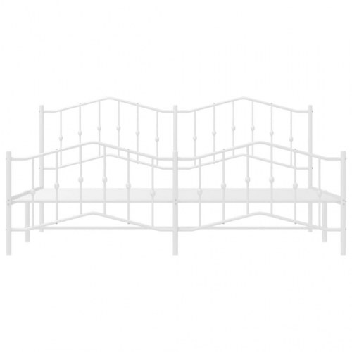 Sengeramme med sengegavl og fodgærde - 200×200 cm metal, hvid