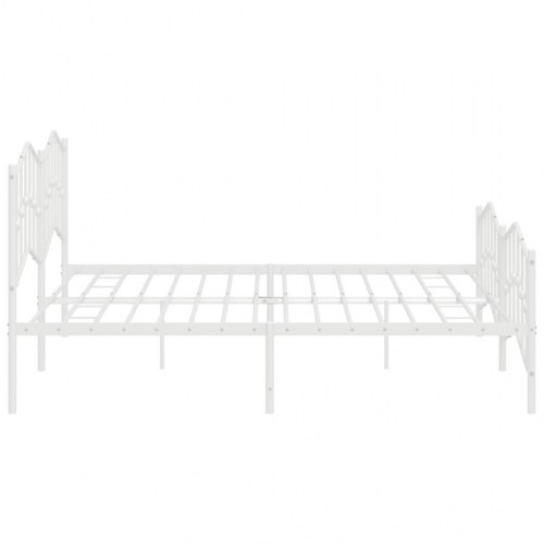 Sengeramme med sengegavl og fodgærde - 200×200 cm metal, hvid