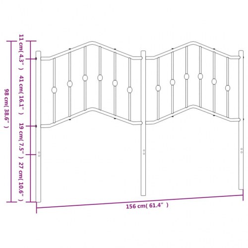 Sengegavl i metal 150 cm - hvid, klassisk design