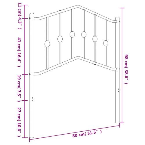 Sengegavl 75 cm metal hvid