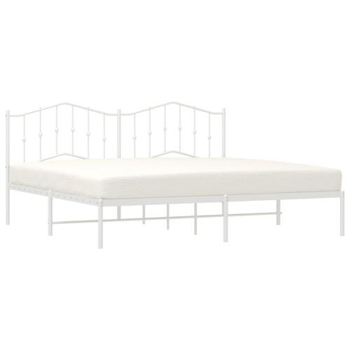 Sengeramme med sengegavl 200x200 cm metal hvid