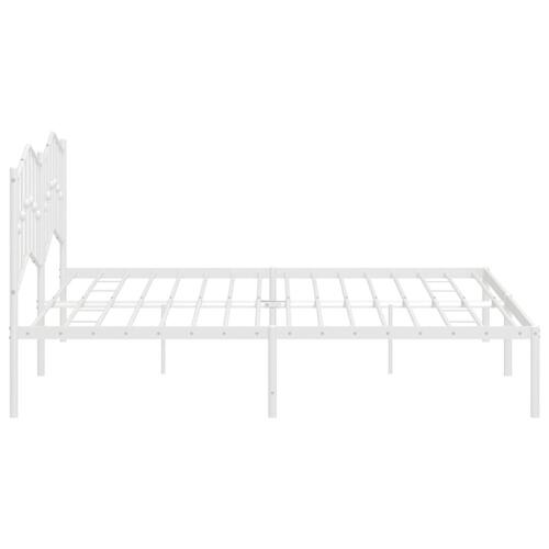 Sengeramme med sengegavl 200x200 cm metal hvid