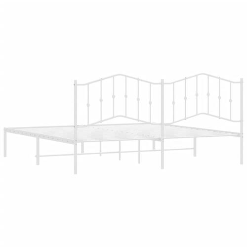 Sengeramme med sengegavl 200x200 cm metal hvid