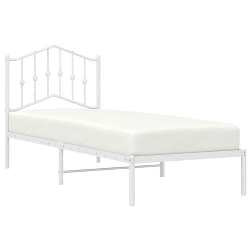 Sengeramme med sengegavl 90x190 cm metal hvid