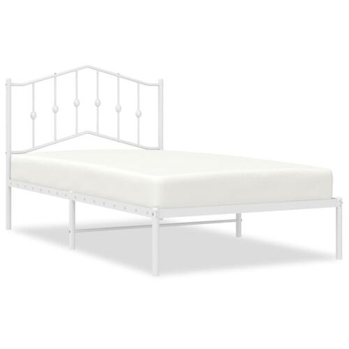 Sengeramme med sengegavl 100x190 cm metal hvid