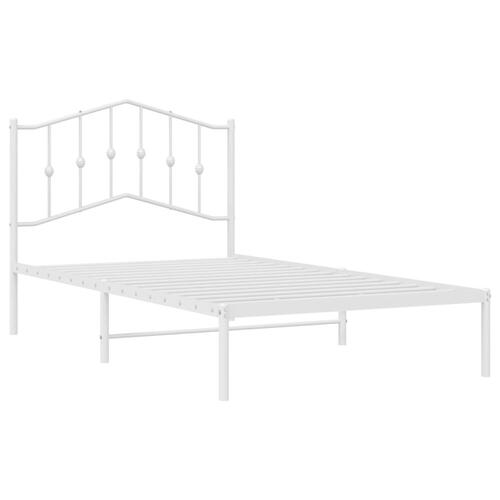 Sengeramme med sengegavl 100x190 cm metal hvid