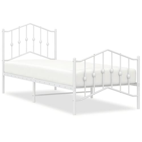 Sengeramme med sengegavl og fodgærde 80x200 cm metal hvid
