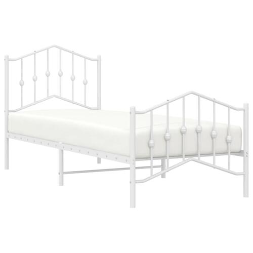 Sengeramme med sengegavl og fodgærde 80x200 cm metal hvid