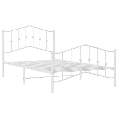 Sengeramme med sengegavl og fodgærde 100×200 cm - metal, hvid
