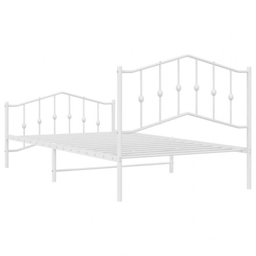 Sengeramme med sengegavl og fodgærde 100×200 cm - metal, hvid