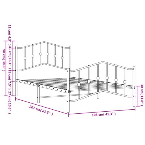 Sengeramme med sengegavl og fodgærde 100×200 cm - metal, hvid